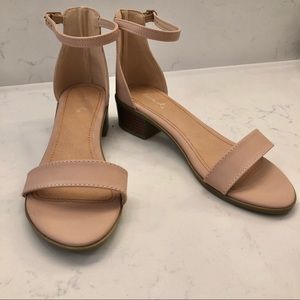 Qupid Blush Short Block Heel Sandal